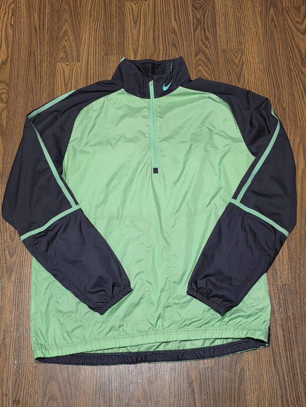 Nike Golf Men’s Large Green & Black 1/4 Zip Pullover Windbreaker Swoosh A4